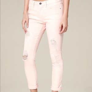Size 28 Bebe Pastel Pink Ripped Skinny Jeans